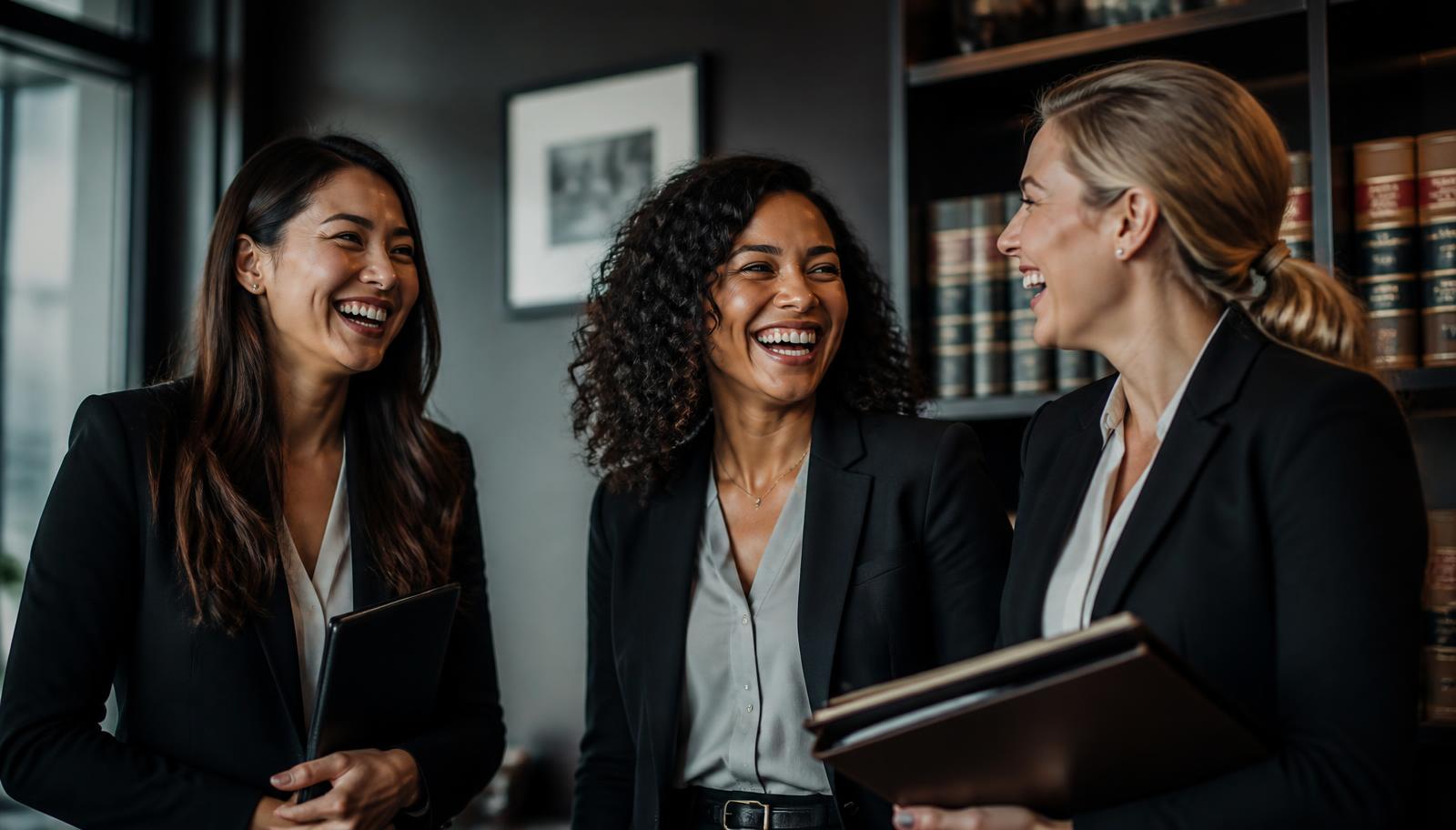 Three women lawyers laughing together